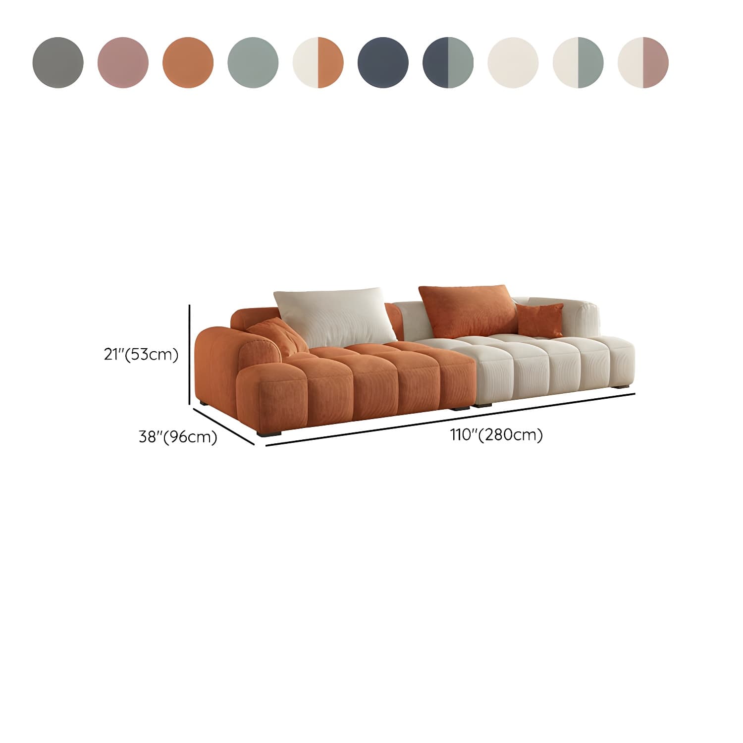 24.8" High Sofa with Tight Back Square Arm Corduroy for Apartment - image 22