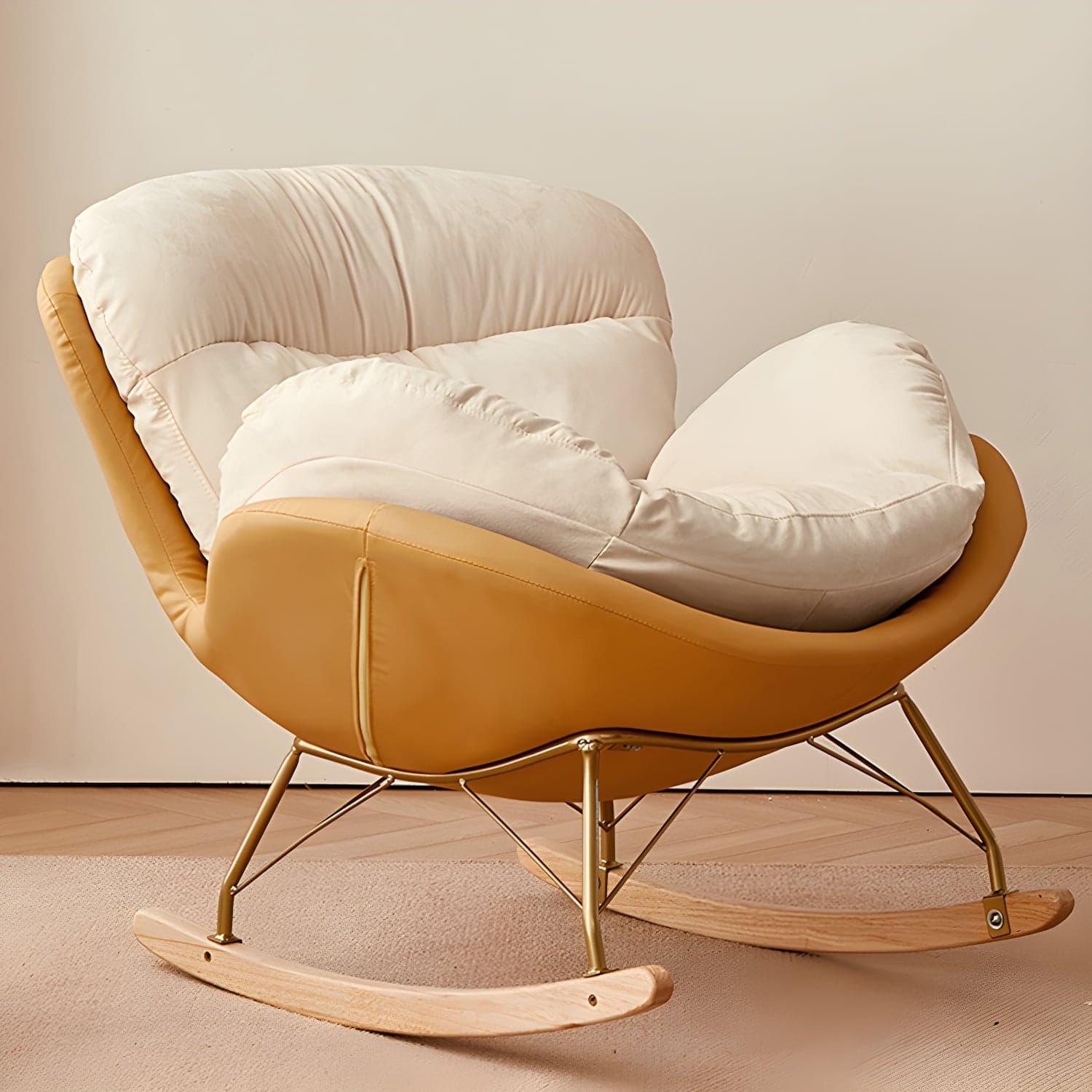 Scandinavia Rocking Accent Chair with Removable Cushions in Solid Wood - image 5