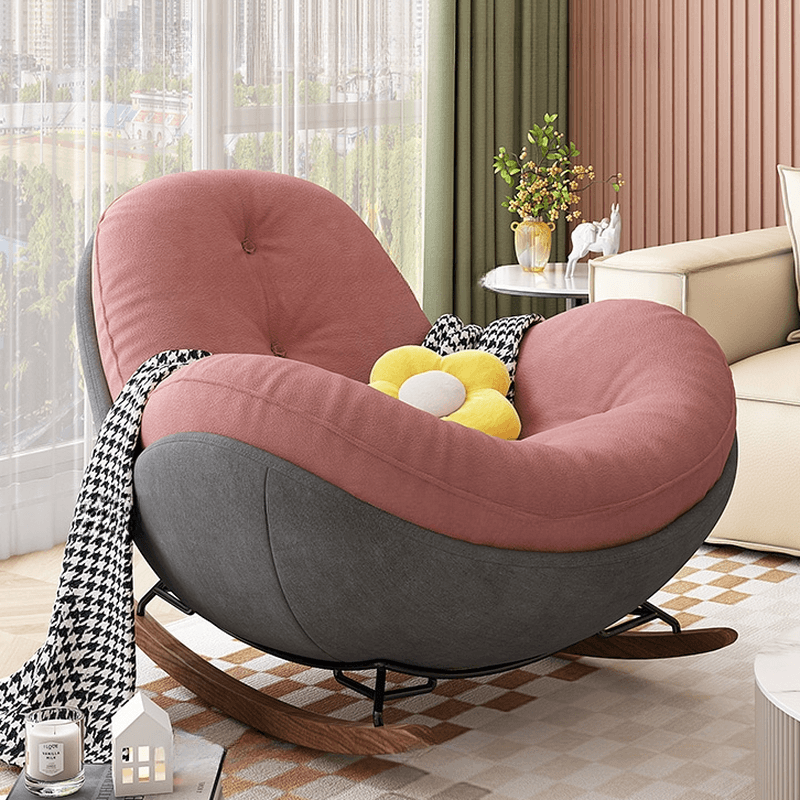Casual Chalk/Olive Green/Rose Upholstered Living Room Rocking Chair, with Cushioned - image 3