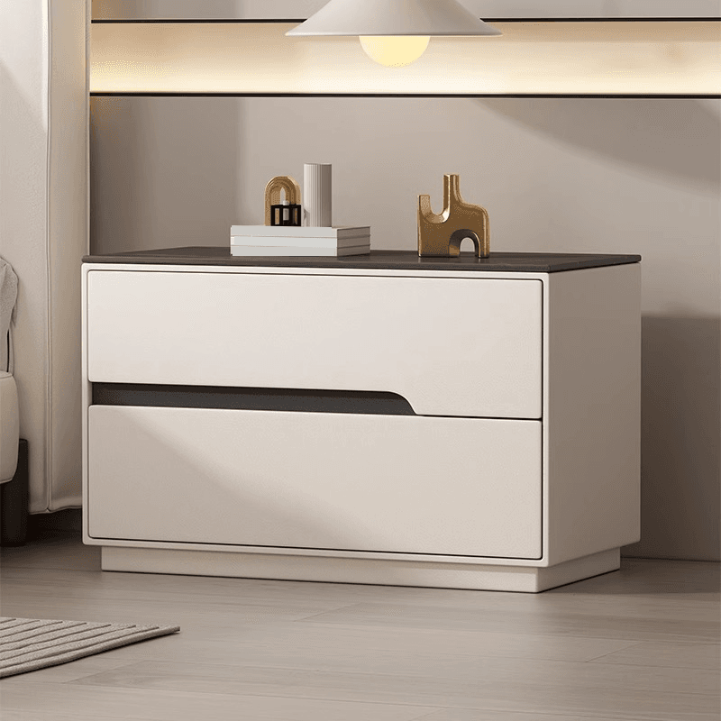Minimalist Bedside Cabinet Nightstand with 2 Drawers and Stone Countertop - image 3