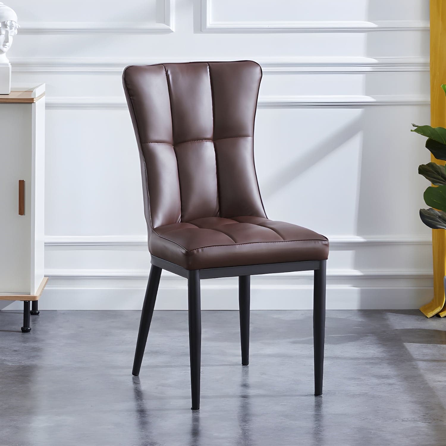 Upholstered Armless Dining Chairs Solid Back Side Chairs with Metal Legs - image 5