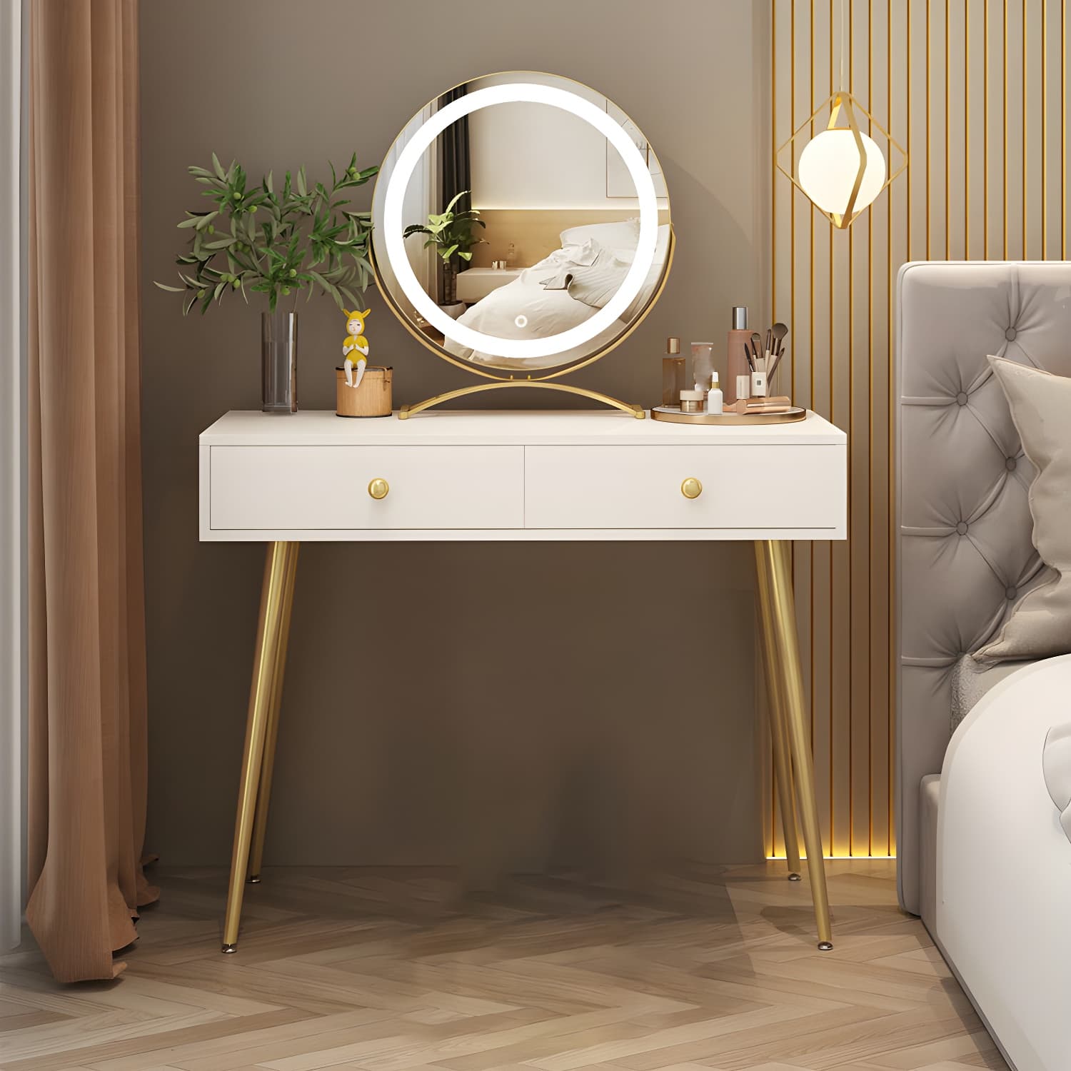 2-Drawer Vanity Tables Bedroom Makeup Vanity Desk Table with Drawer - image 5