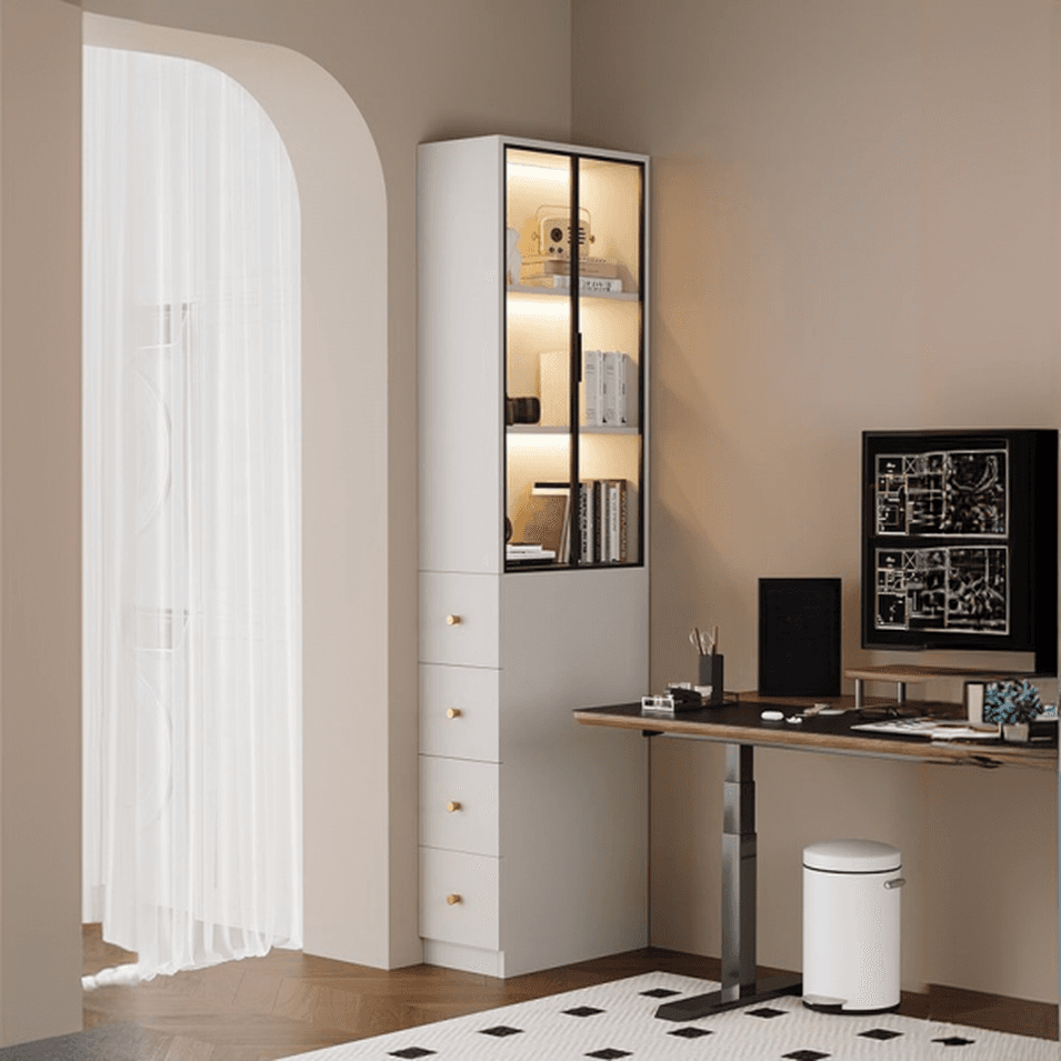 Detached Reclaimed Wood Utility Cabinet with Soft Close Drawer & Locker, Drawer Bars & Glass-panel Door - image 4