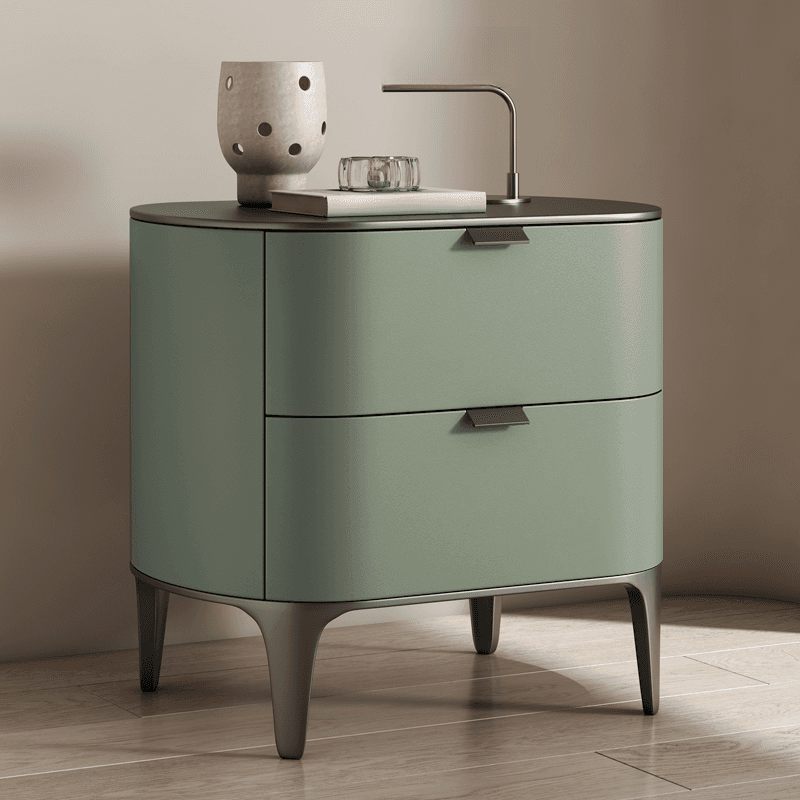 Stylish Drawer Storage Nightstand with 2 Drawers, Lumber Countertop, and Leg