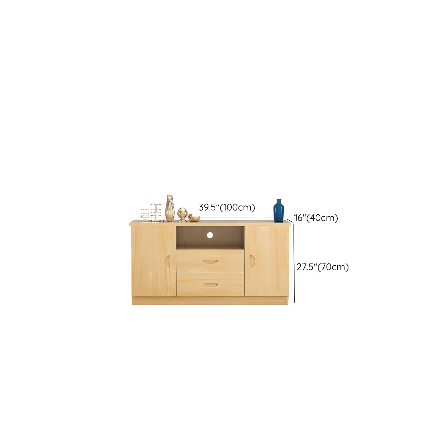 16" Wide Pine Wood Sideboard Table with Doors and Drawers for Living Room - image 10