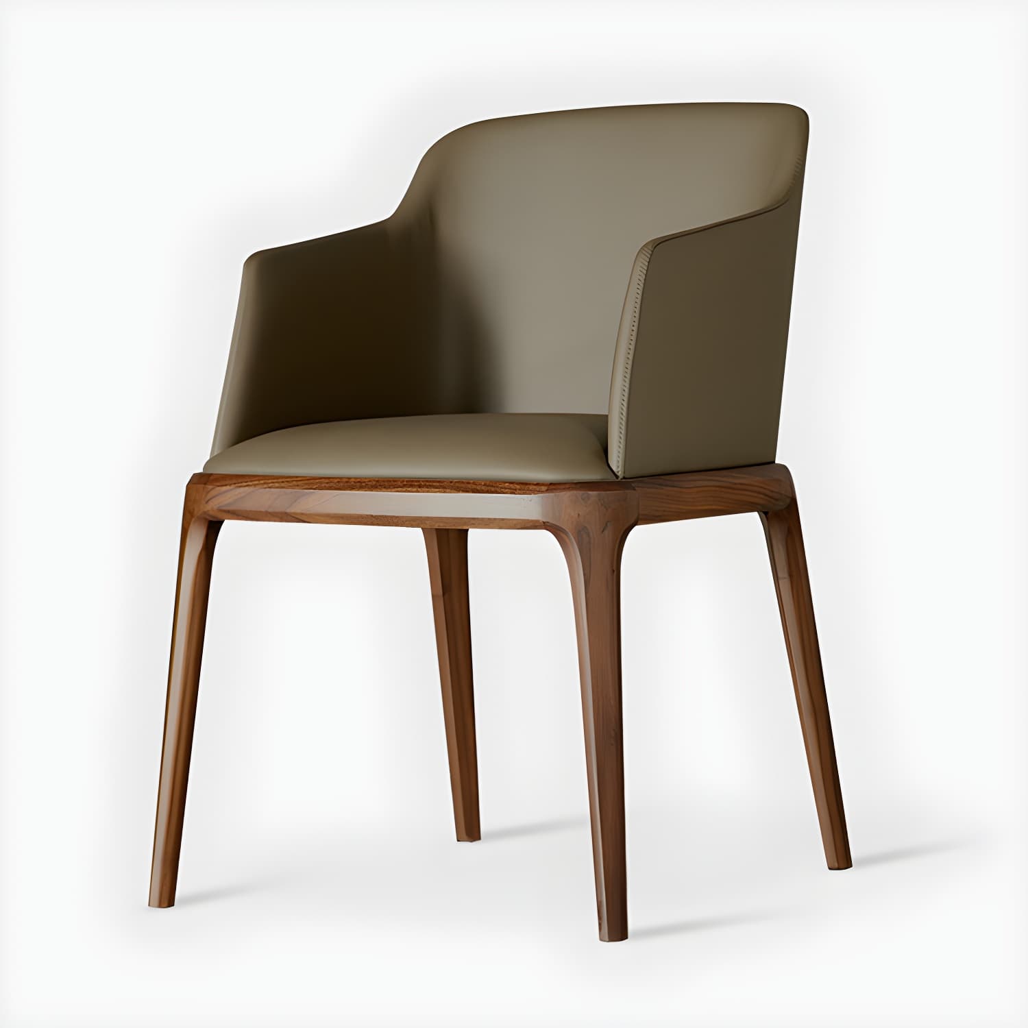 Scandinavian Leather Hotel Arm Chair Matte Finish Solid Back Dining Chair (Set of 2) - image 9