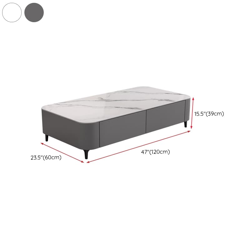 Four Leg Non-Upholstered Modern Metal Coffee Table with Storage and Drawers Standard Size - image 12