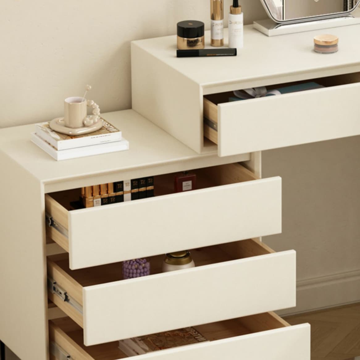 Modern Wood Makeup Vanity with Soft Close Drawers & No Mirror - image 11