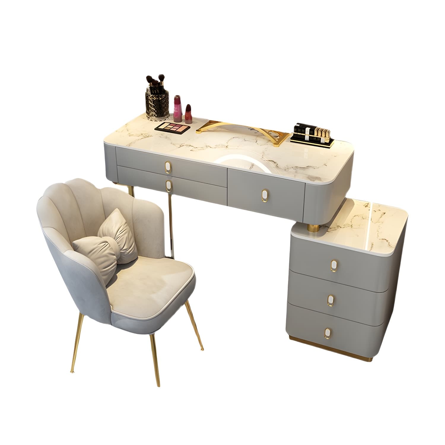 Glam Bedroom Vanity Dressing Table Stone Makeup Vanity Desk with Drawer - image 14