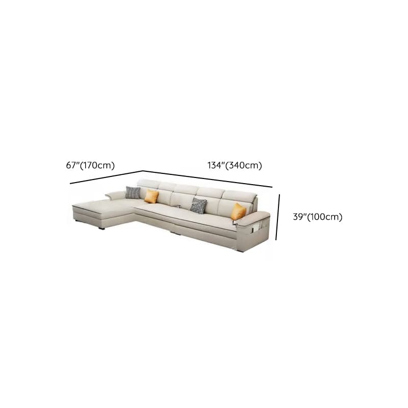 Casual L-Shape Stain Resistant Cream Sofa Recliner with Left/Right Hand Facing Square Arm and Chaise Component - image 15