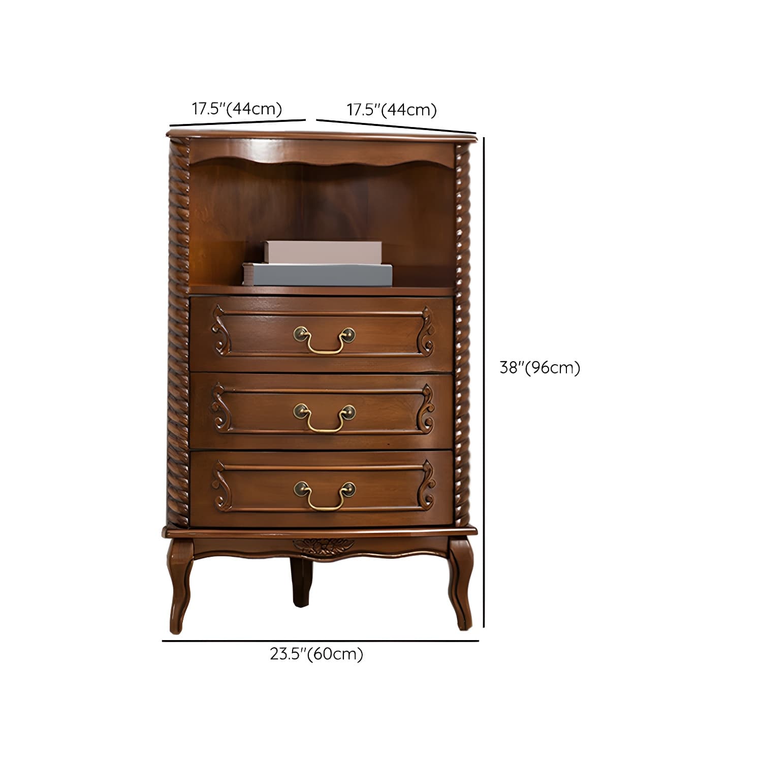 Mid-Century Modern Corner Accent Cabinet with Brown Wood Counter Top and Distressed Metal Base - image 10