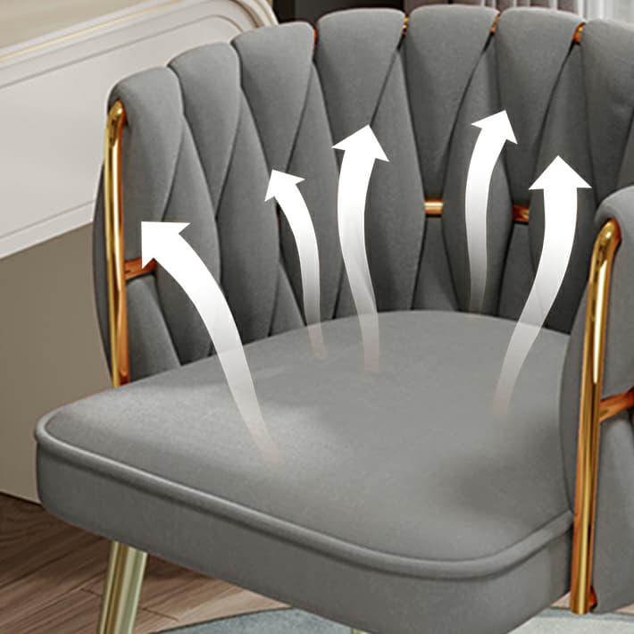 Glam Stable Framed Upholstered Arm Chair with Gold Base and Foot Pads for Dinette, Turned/Non-rotatable - image 8