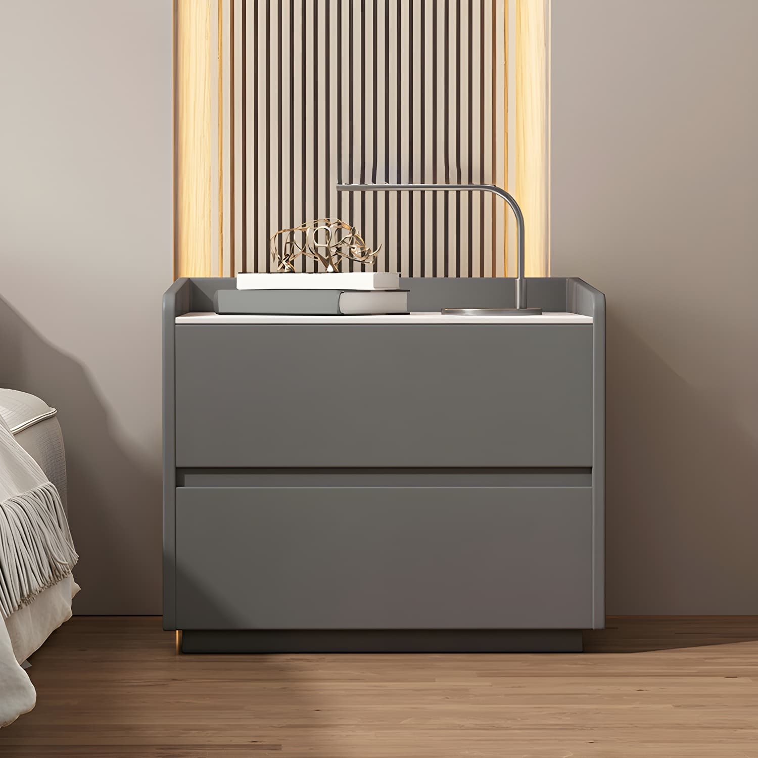 White Slate Countertop Nightstands Increase The Surrounding Height to Prevent Falling - image 12