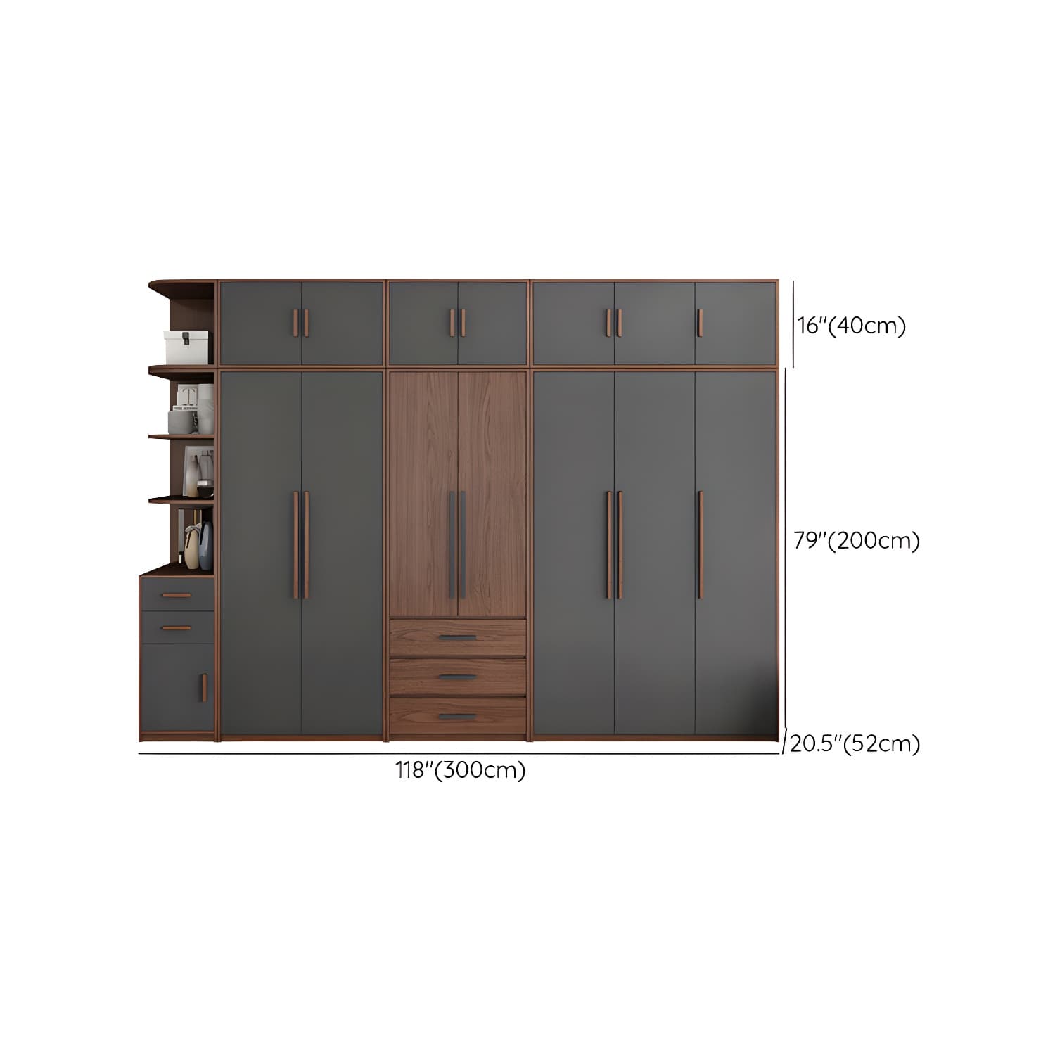 Traditional Wood Wardrobe Armoire with Drawers, Shelves, and Clothing Rod - image 29