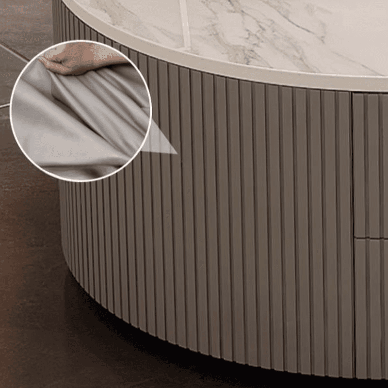 Double Nesting Round Coffee Table with Frame Base and 2 Drawers - image 8