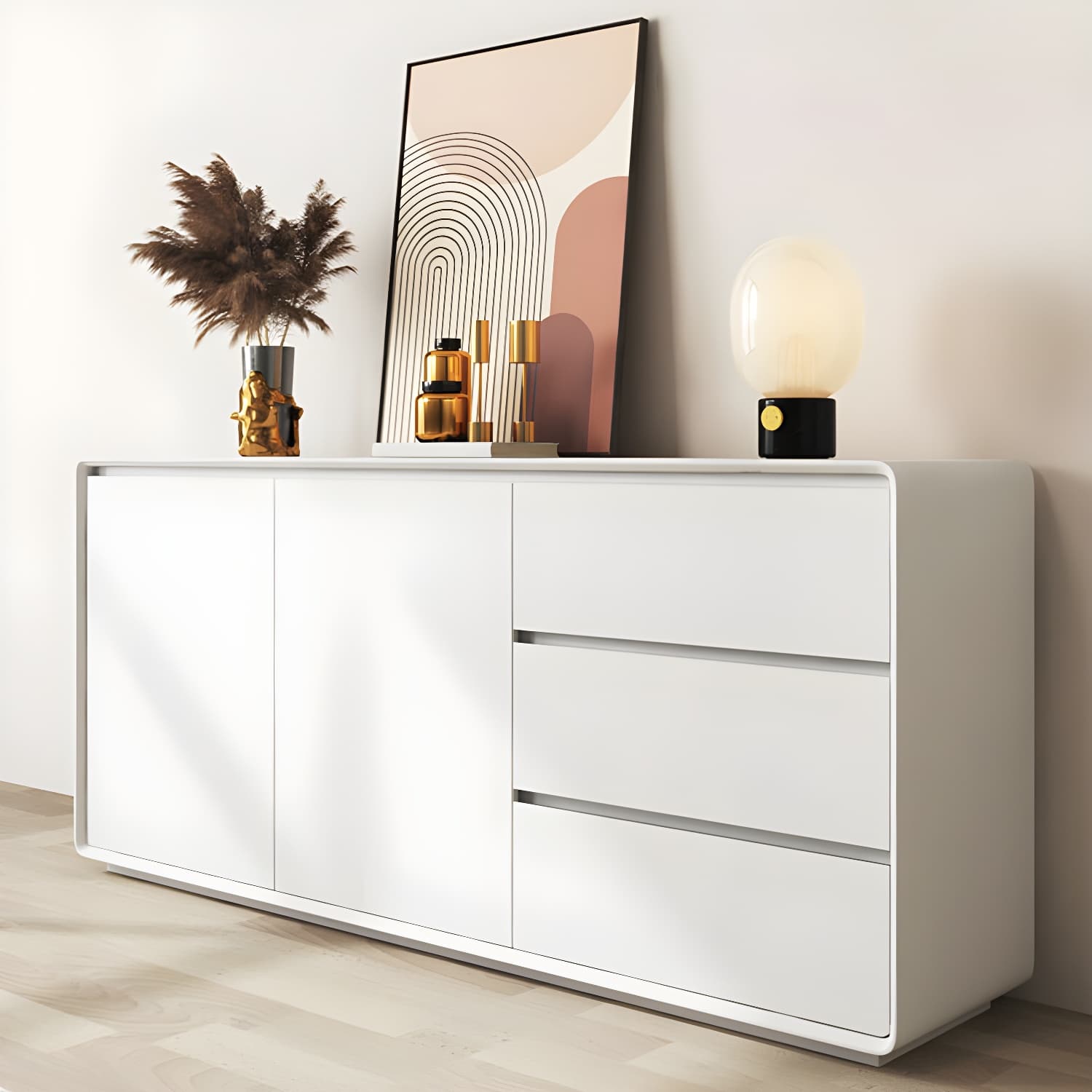 Modern and Contemporary Credenza Wood Dining Buffet with Cabinets and Drawers - image 9