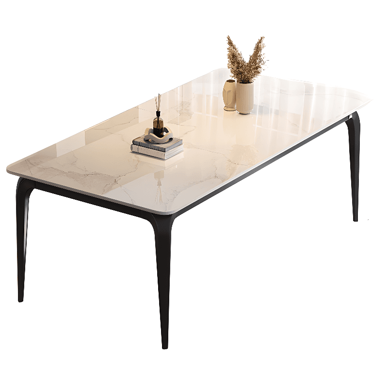 Trendy White/Charcoal/Light Gray Rectangle Scratch Resistant Sintered Stone Top Dining Table for 4/8 People/Seats 6, Standard Table Height - image 11