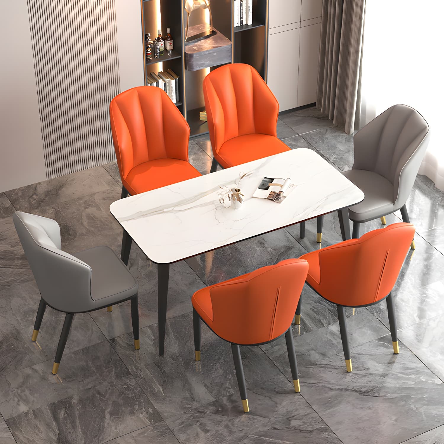 Glam Metal Dining Room Chairs Armless Upholstered Side Leather Chairs for Restaurant - image 13