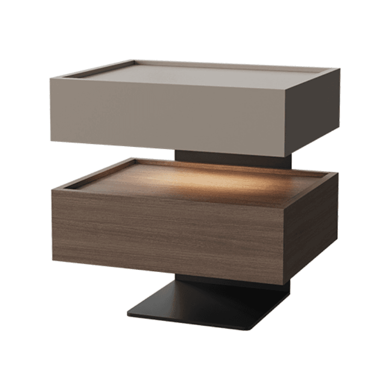 Organic Modern Open Nightstand with Composite Wood and Illuminating Feature - image 7