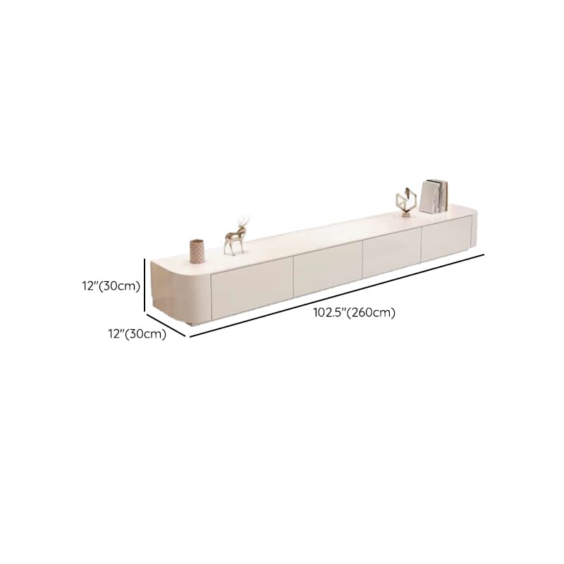 White TV Stand for Sleeping Quarters with Shelf, 2 Drawers, 2 Cabinets, Cable Management, and Gate Doors - image 14