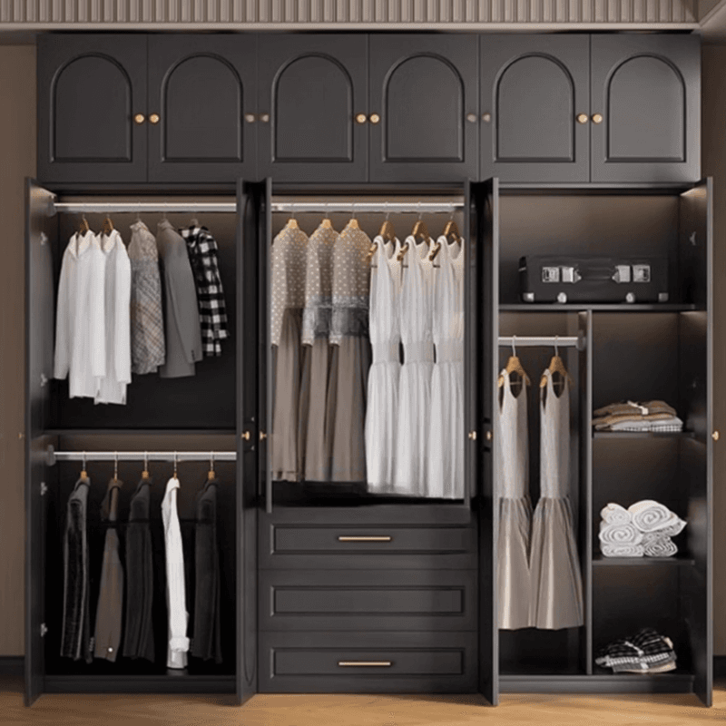 Modern Lumber Independent Wardrobe Armoire with Soft Close Drawer, Soft Close Door, and Interior Shelves