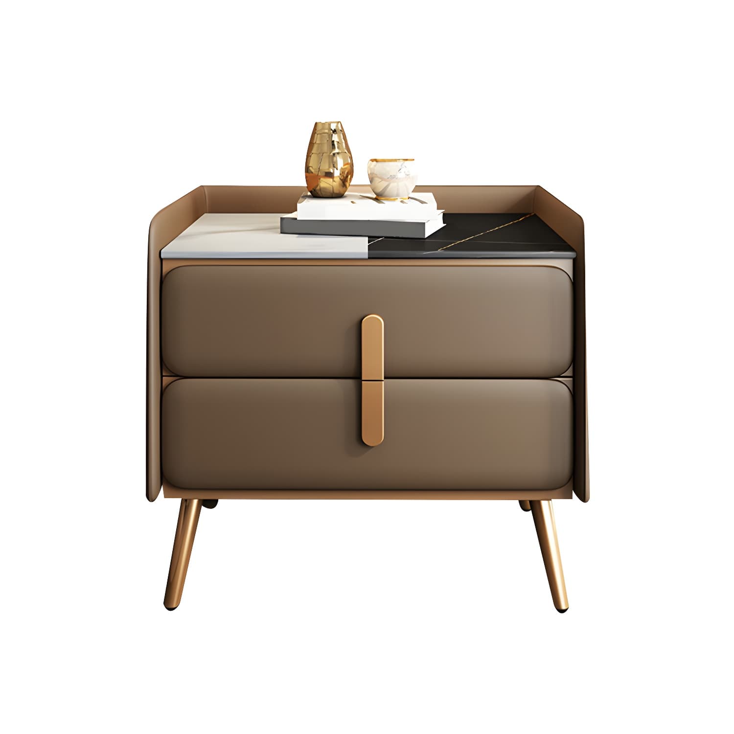 Modern Bedside Cabinet Stone Bed Nightstand with 2 Drawers for Living Room - image 20
