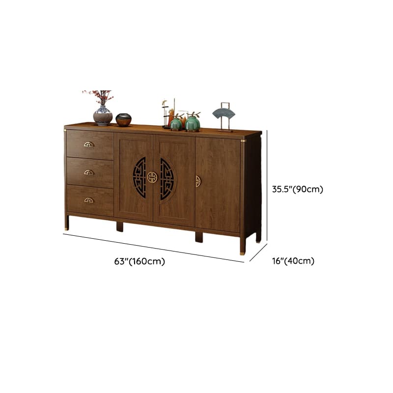 Espresso Standard/Wide/Narrow Timber Sideboard with 4 Doors/3 Doors/2 Doors, Adaptable Shelf and Pantry Hutch, 3 Drawers/6 Drawers/2 Drawers Included/Not Included - image 14