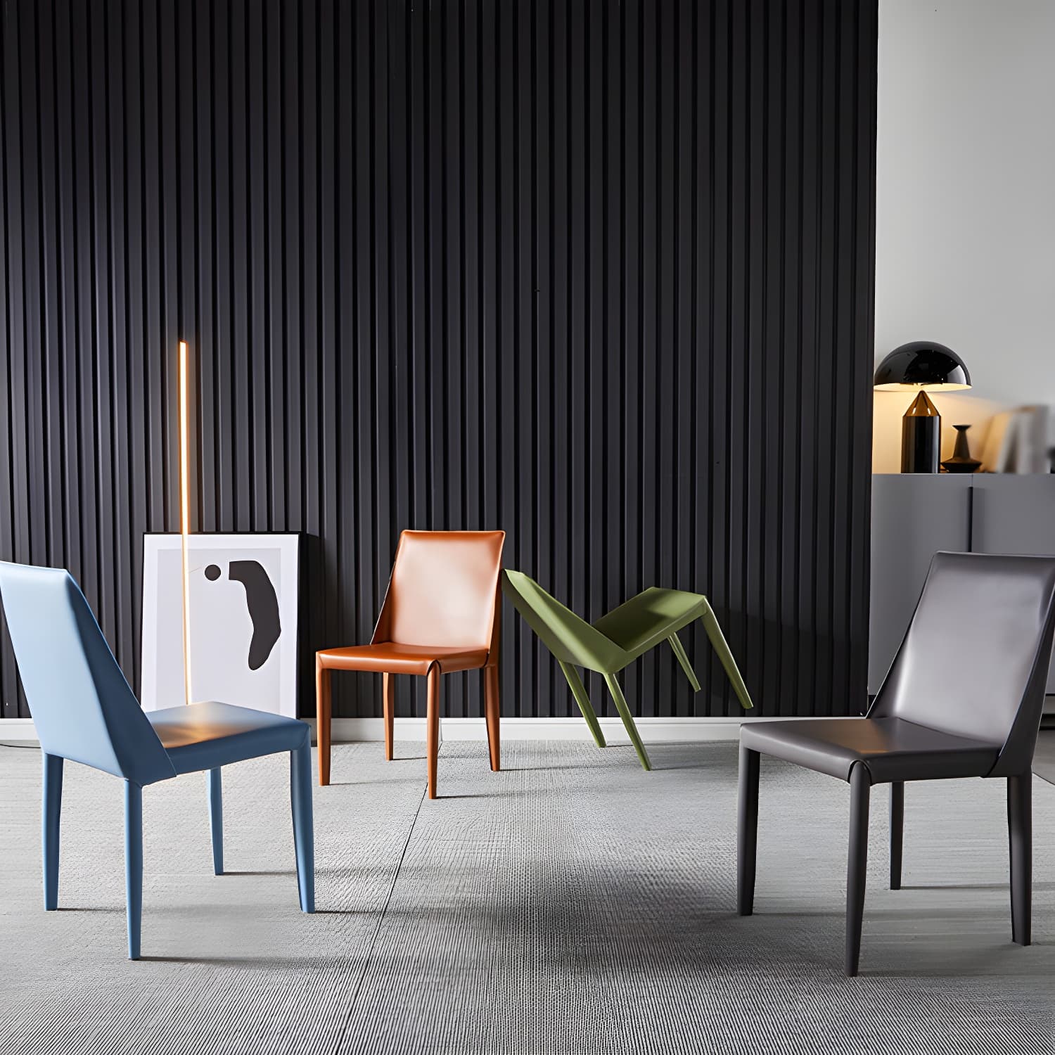 Designer Style Restaurant Saddle Leather Side Chair Matte Finish Parsons Dining Chair - image 22