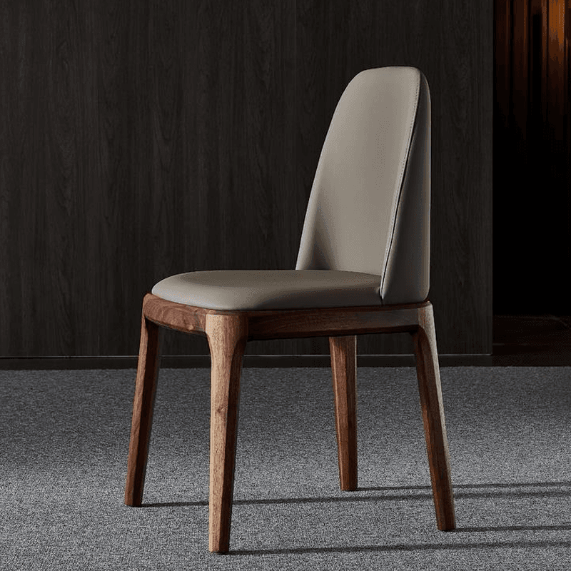 Natural Wood Outlined Unwavering Leather Cushion Side Chair for Dining Room - image 11