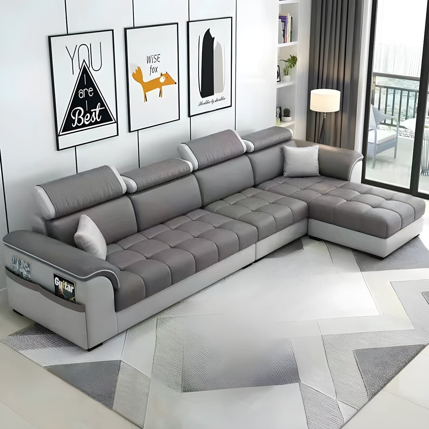 Contemporary L-Shaped Sectional Sofa with Adjustable Pillows and Storage - image 6