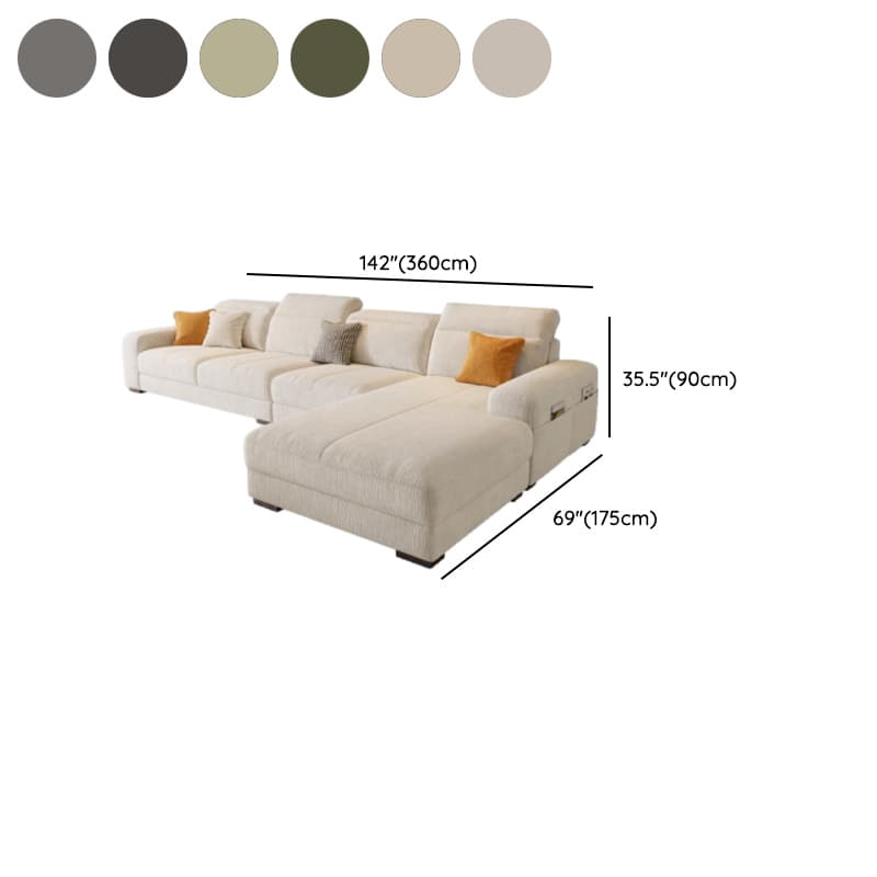 L-Shape Sofa Recliner in Plush Material, White/Light Green, Right Hand Facing - image 15