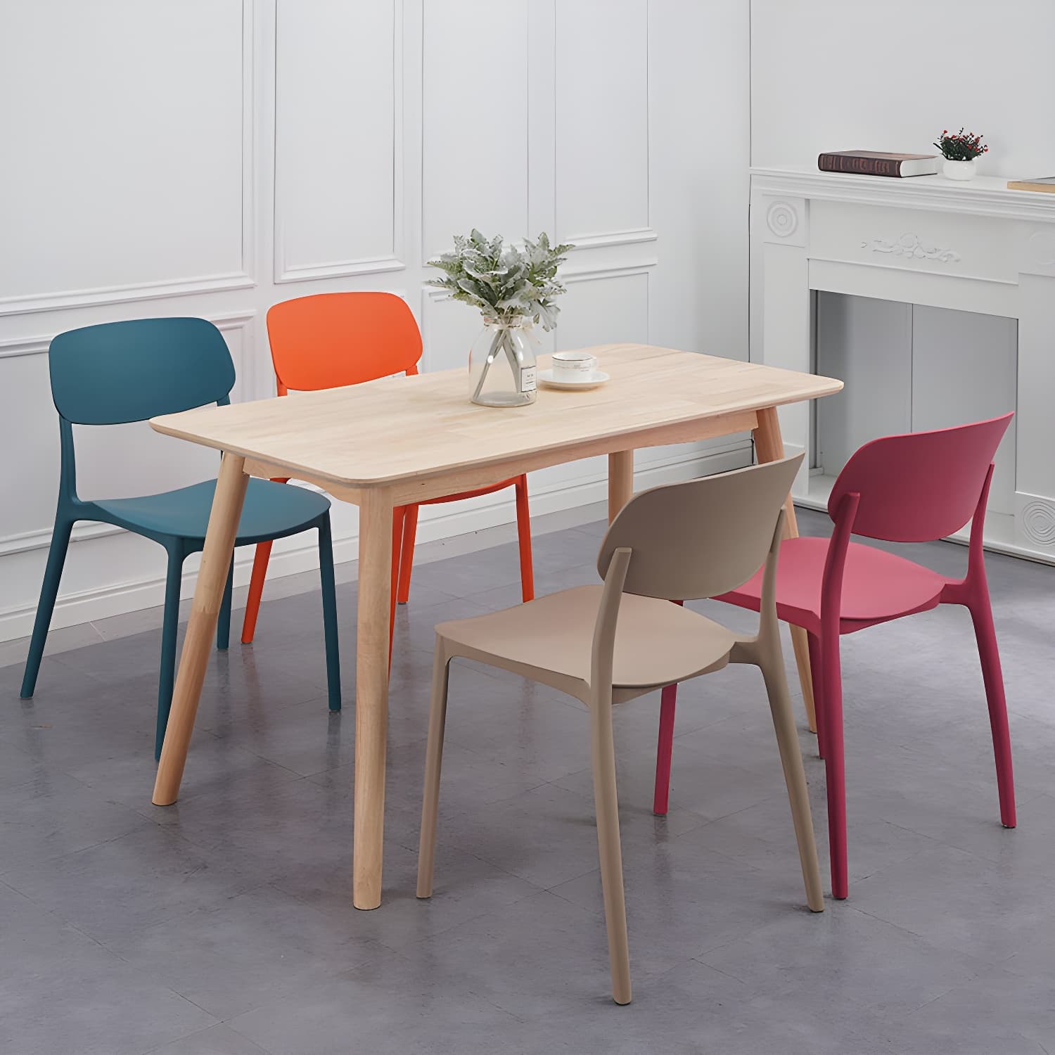 Plastic Indoor-Outdoor Side Chair Armless Stackable Dining Chairs - image 12