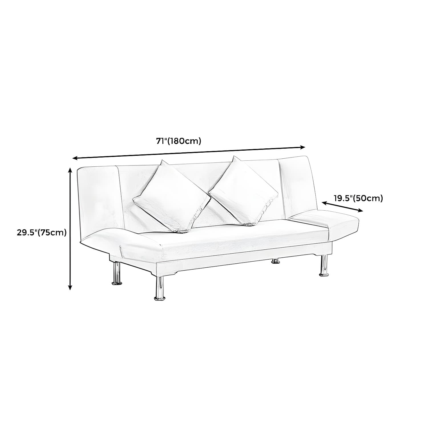 Silver Transitional Modern Tight Back Sofa Bed 29.53"High Armless Sofa Bed - image 52