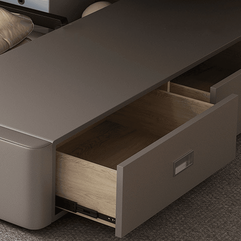 Grey Solid Color Platform Bed with Timber Frame for Living Room - image 8