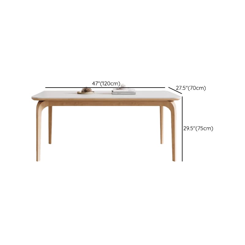 Dining Table Set with Slate Stone Fixed Table, Padded Chair Back for 6 People in White - image 6