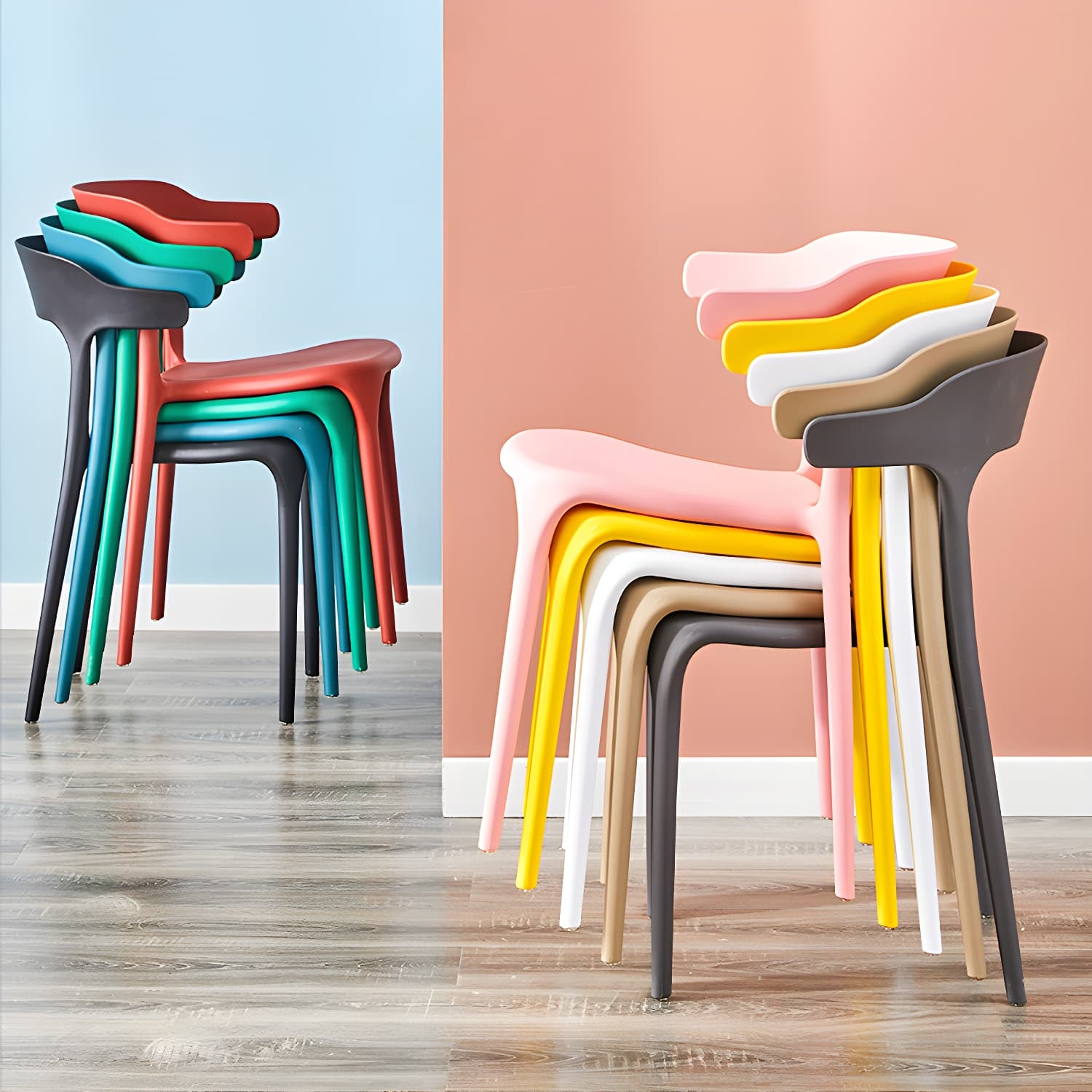 Home Modern Side Chair Stackable Open Back Plastic Dining Room Chair Set - image 12