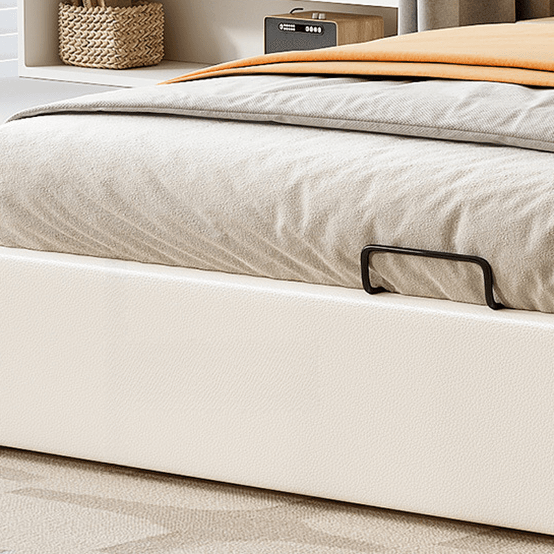 Cream Solid Color Storage Included Bed with 3 Storage Boxes for Bedroom - image 7