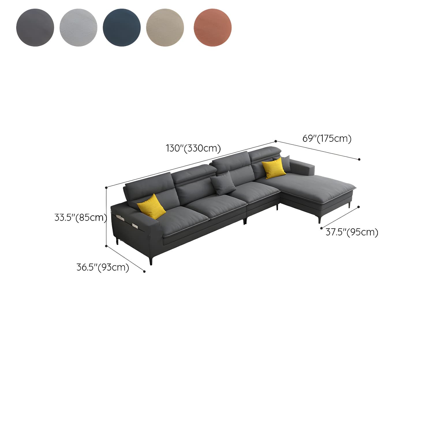 Modern Wood Frame Stationary Sectional Sofa with Black Legs and Storage in Cotton Blend Upholstery - image 19