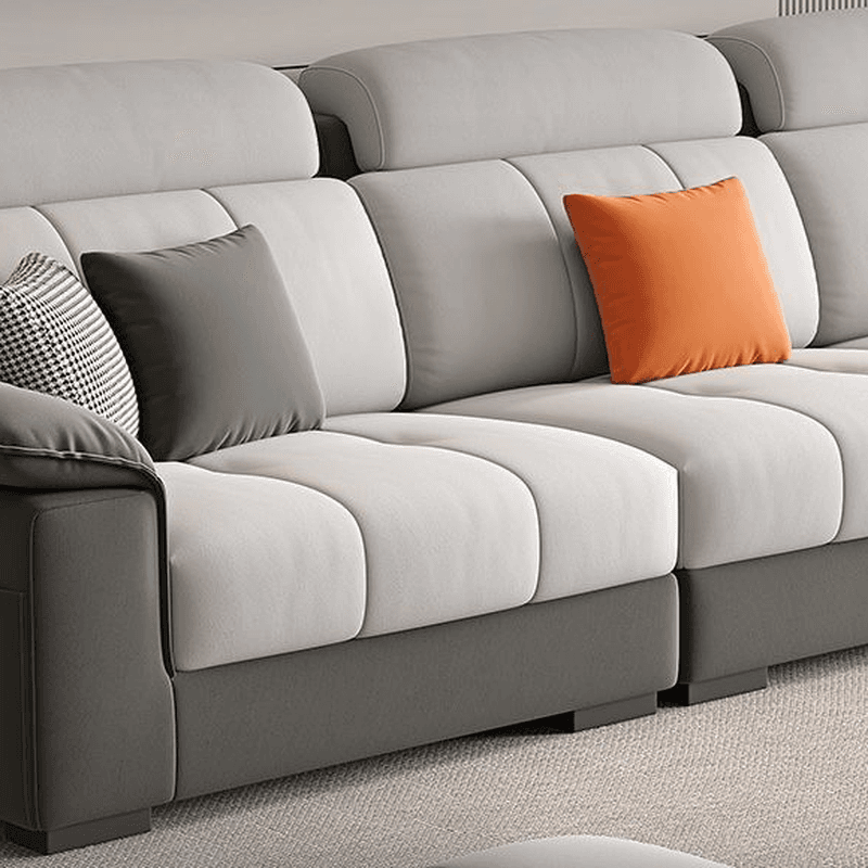 Straight Scratch-repellent Sofa with Side Pocket and Horizontal Flared Arm, Includes 1 Ottoman - image 5