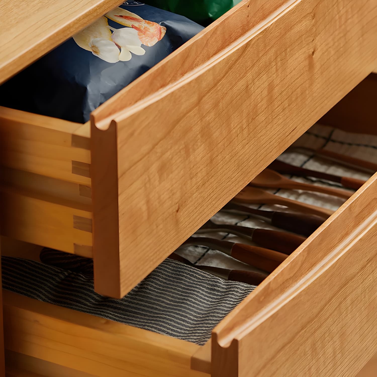 Solid Wood Sideboard Table Natural Adjustable Shelves Credenza with Glass Door - image 8