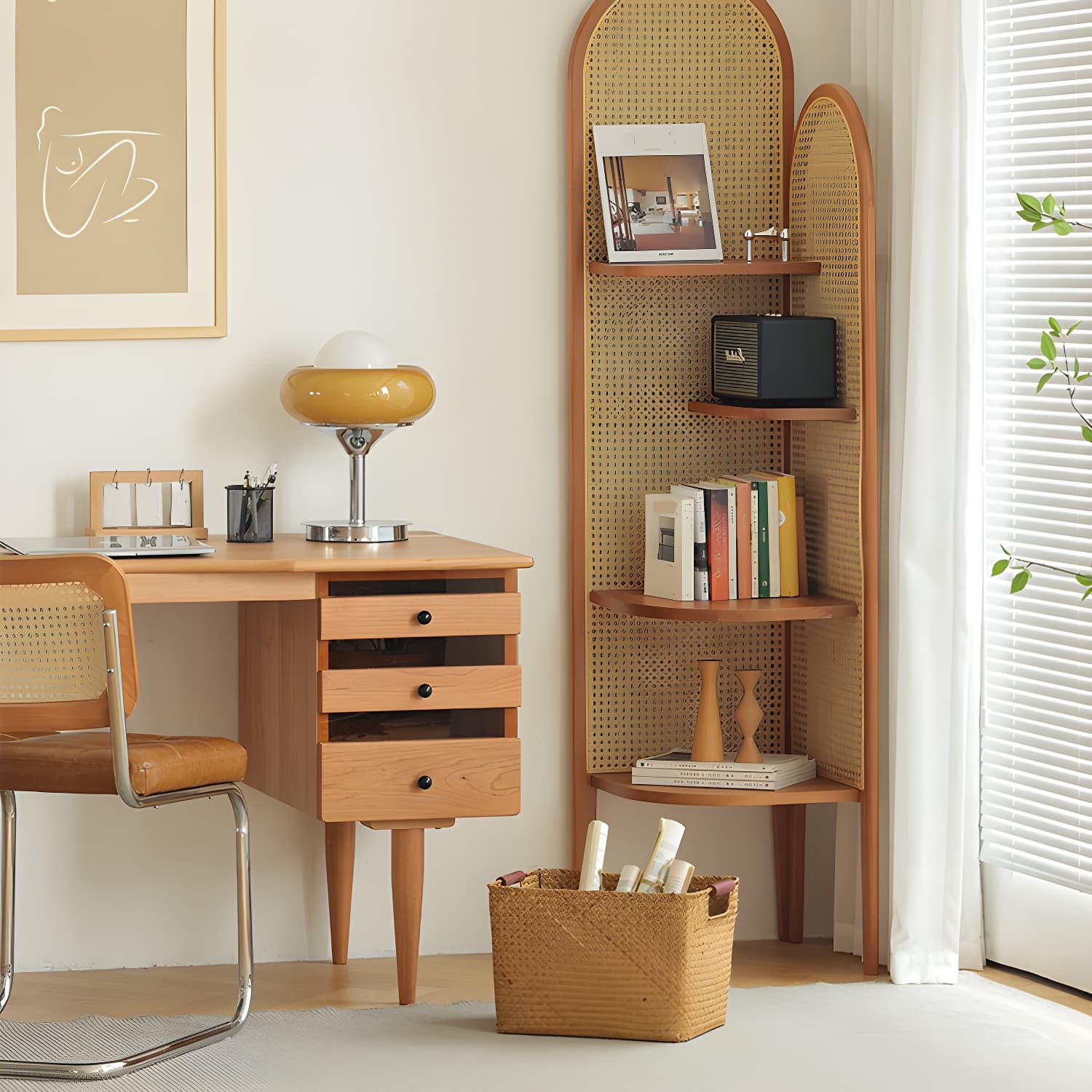 71.3" Tall Corner Chest Solid Wood Triangle Storage Cabinet with 4 Shelves