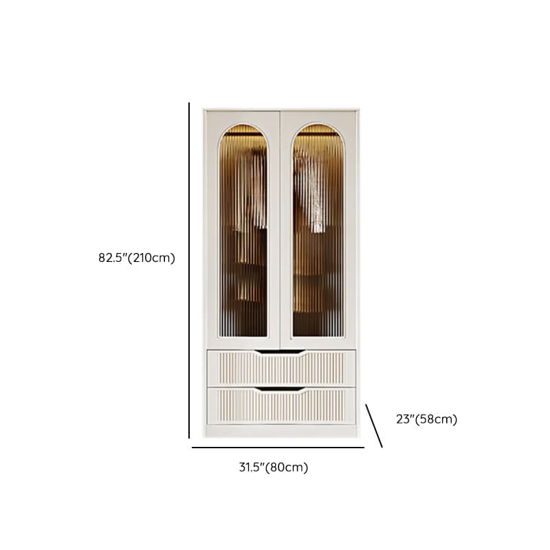 Chalk Composite Wood Cabinet Armoire with Soft Close Drawer, Specular Mirror, Soft Close Door, Interior Shelves, and Clothing Rod - image 15