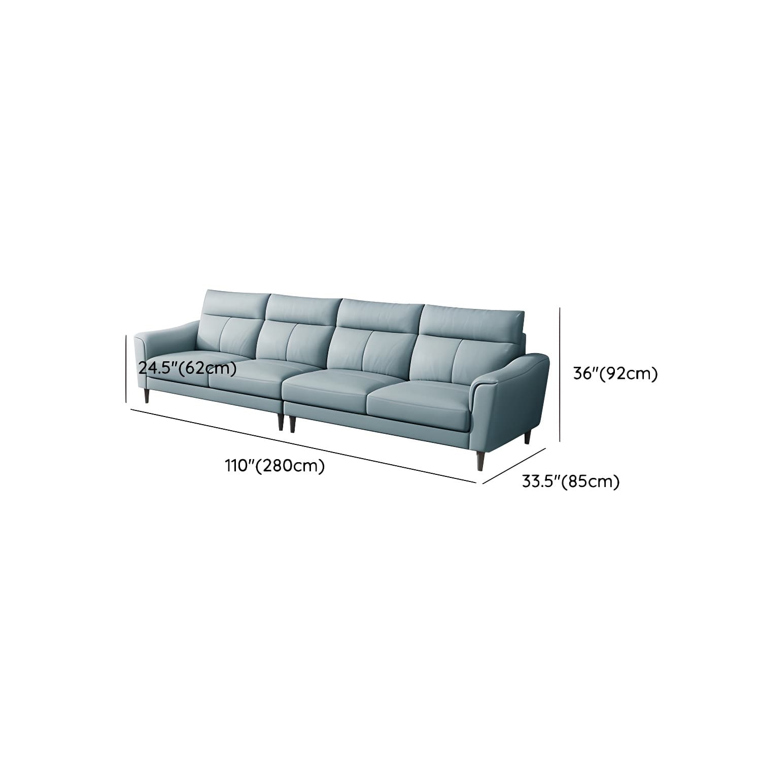 Modern Blue Genuine Leather Sectional Sofa Set with 3 Pieces of Large Size and Pillow Top Arms - image 14