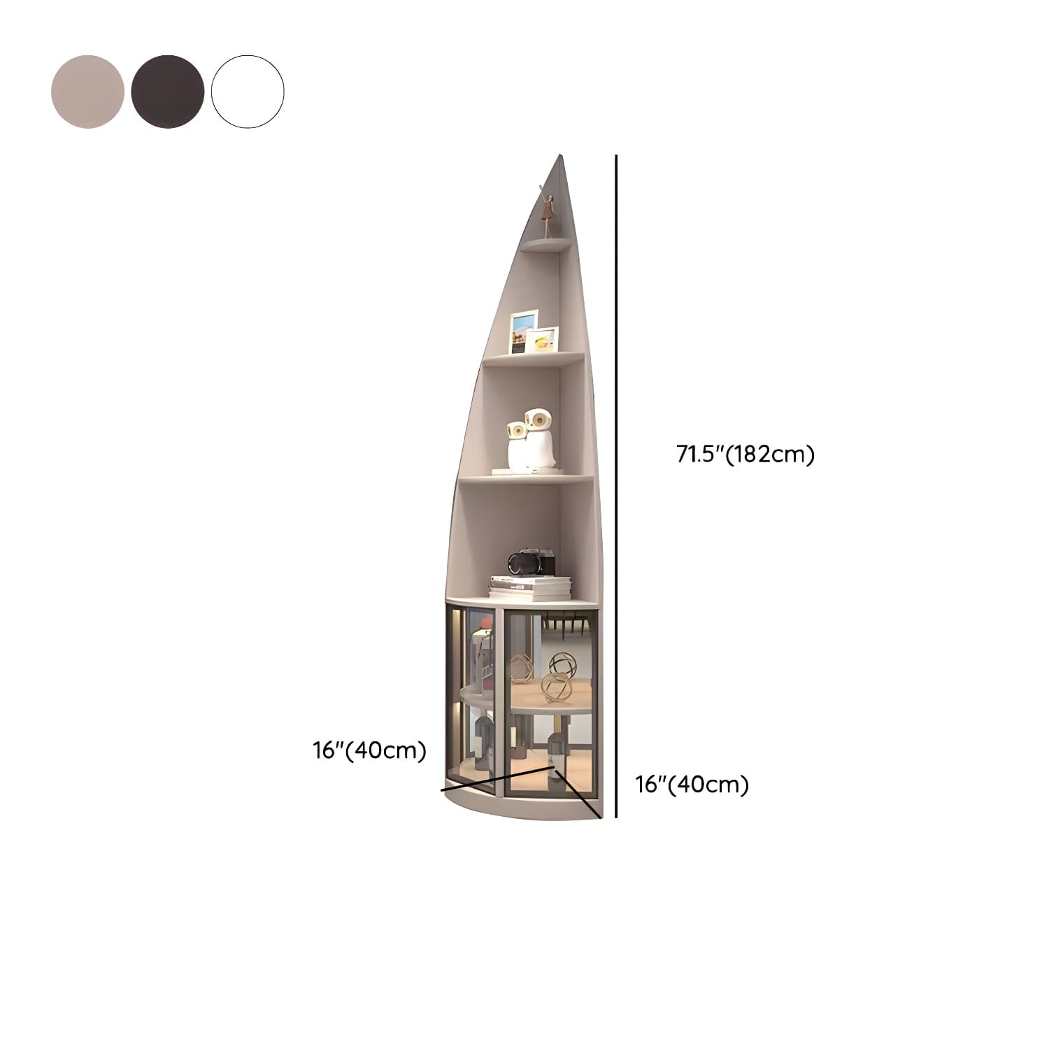 Corner Modern Cabinet with Wood Counter Top and 4 Exterior Shelves - image 7