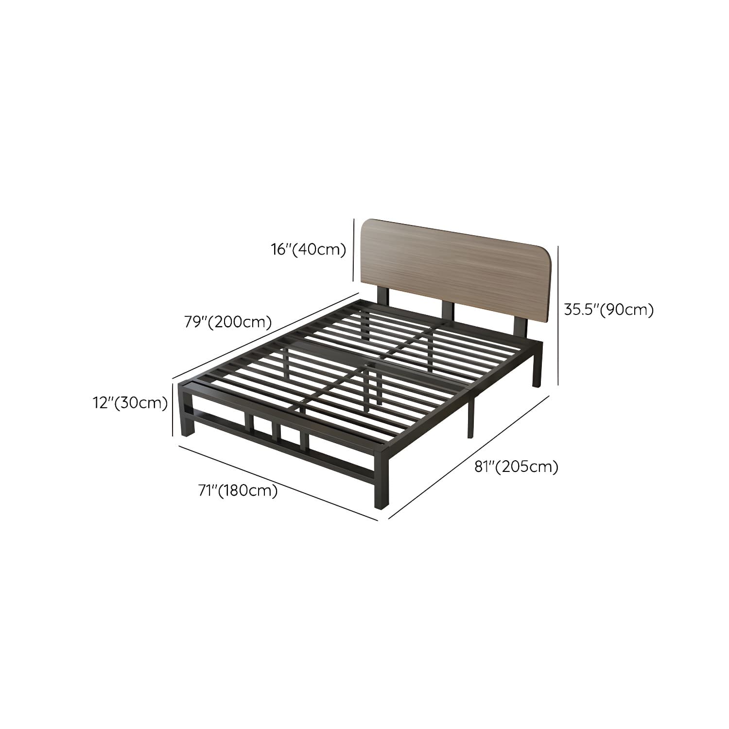 Modern Black Metal Bed with Included Headboard and Non-Upholstered Design - image 19