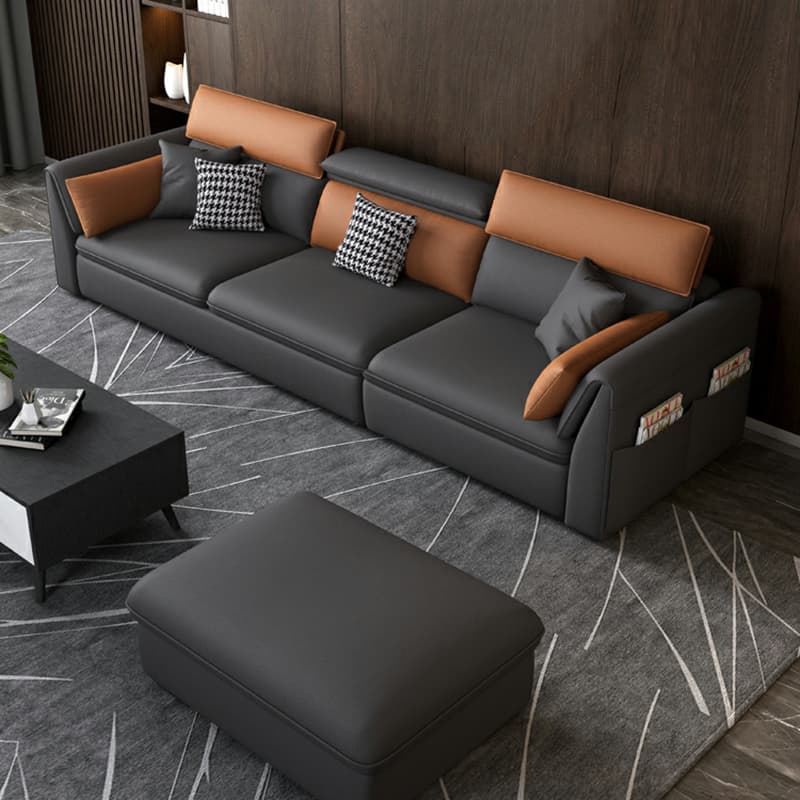Gray Tech Cloth Large Over 109 in Pine Wood Non-Tufted Pocket Storage Gray Sectionals - image 16
