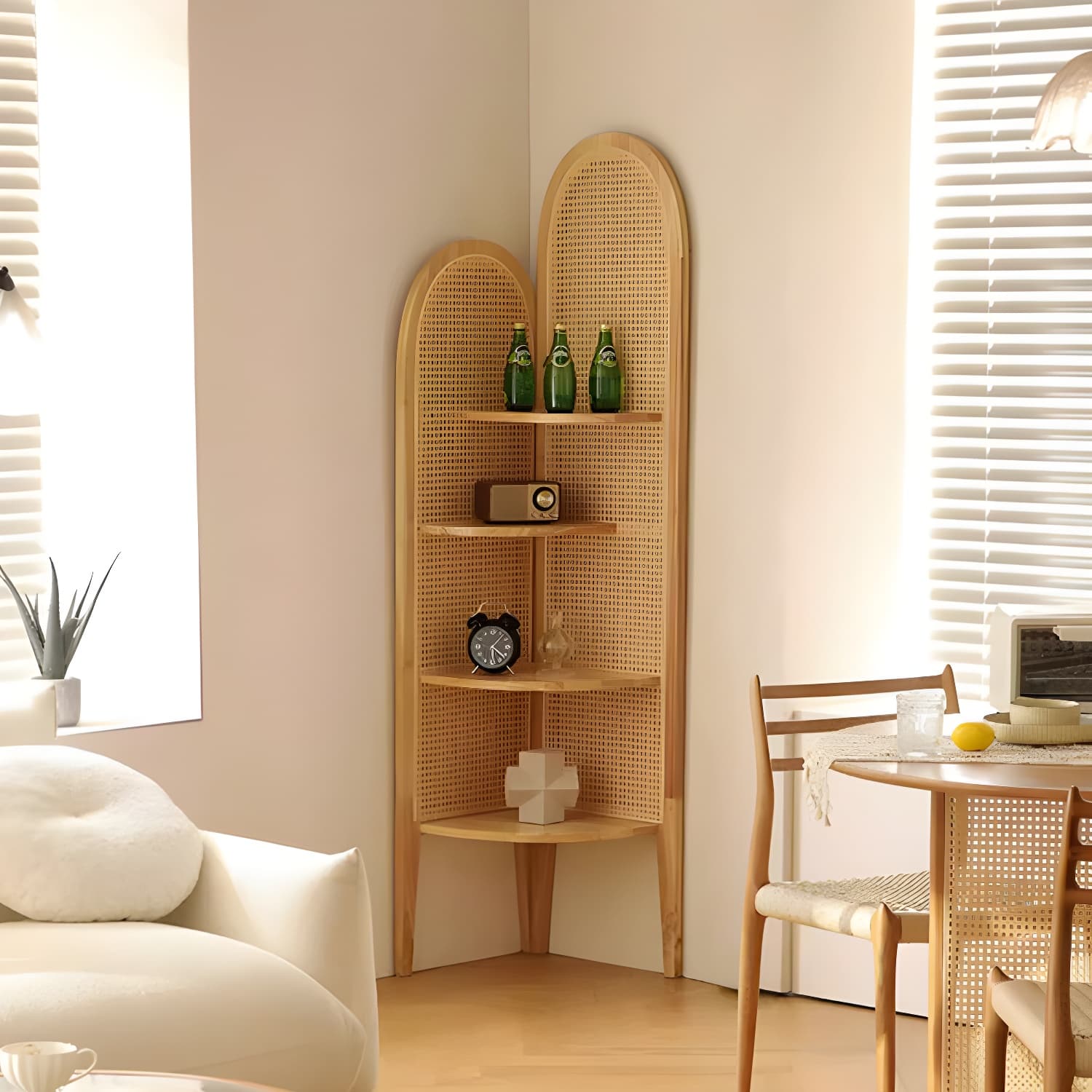 Corner Scandinavian with Wood Counter Top and Rubberwood Legs, 4 Shelves & Straight Legs - image 12