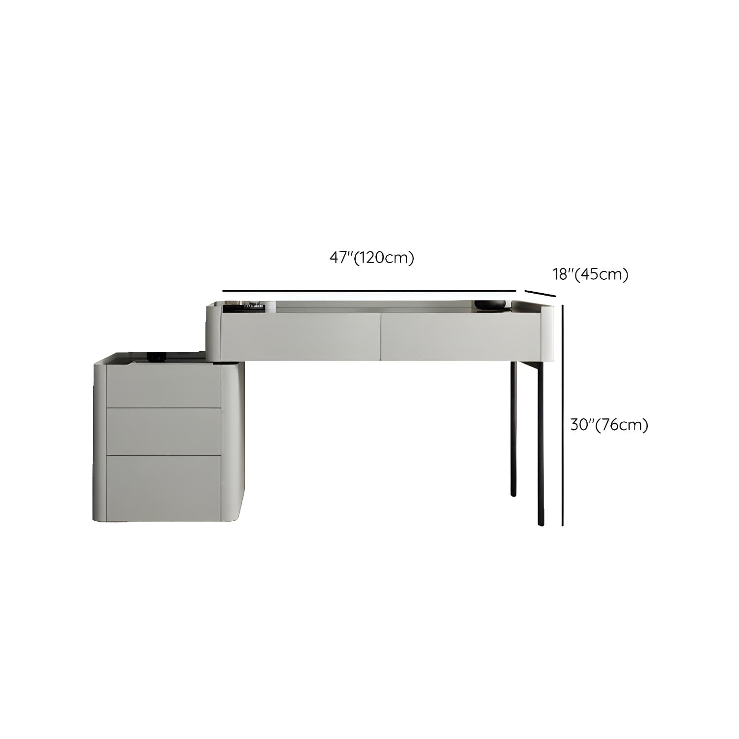 Modern Wooden Makeup Vanity with Glass Table Top & Drawers & Jewelry Storage - image 15