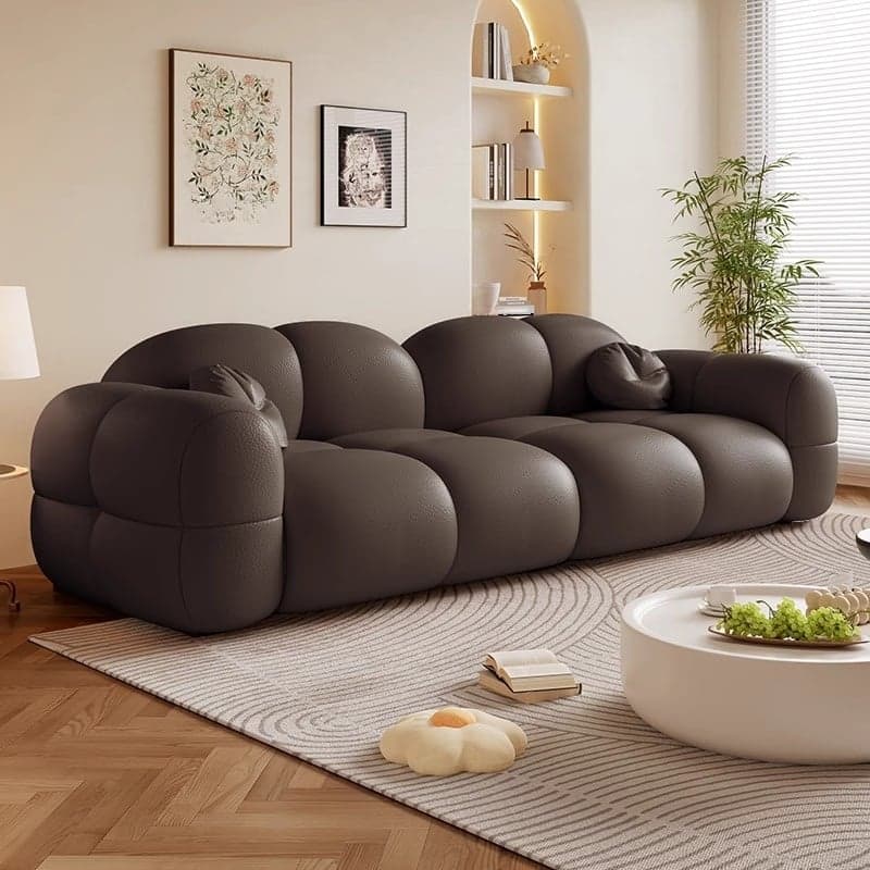 Trendy Solid Color Stain Resistant Standard Sofa in Grey/Taupe/Amber Color with Arm, 4-seater/Seats 3 and 2 Pillows
