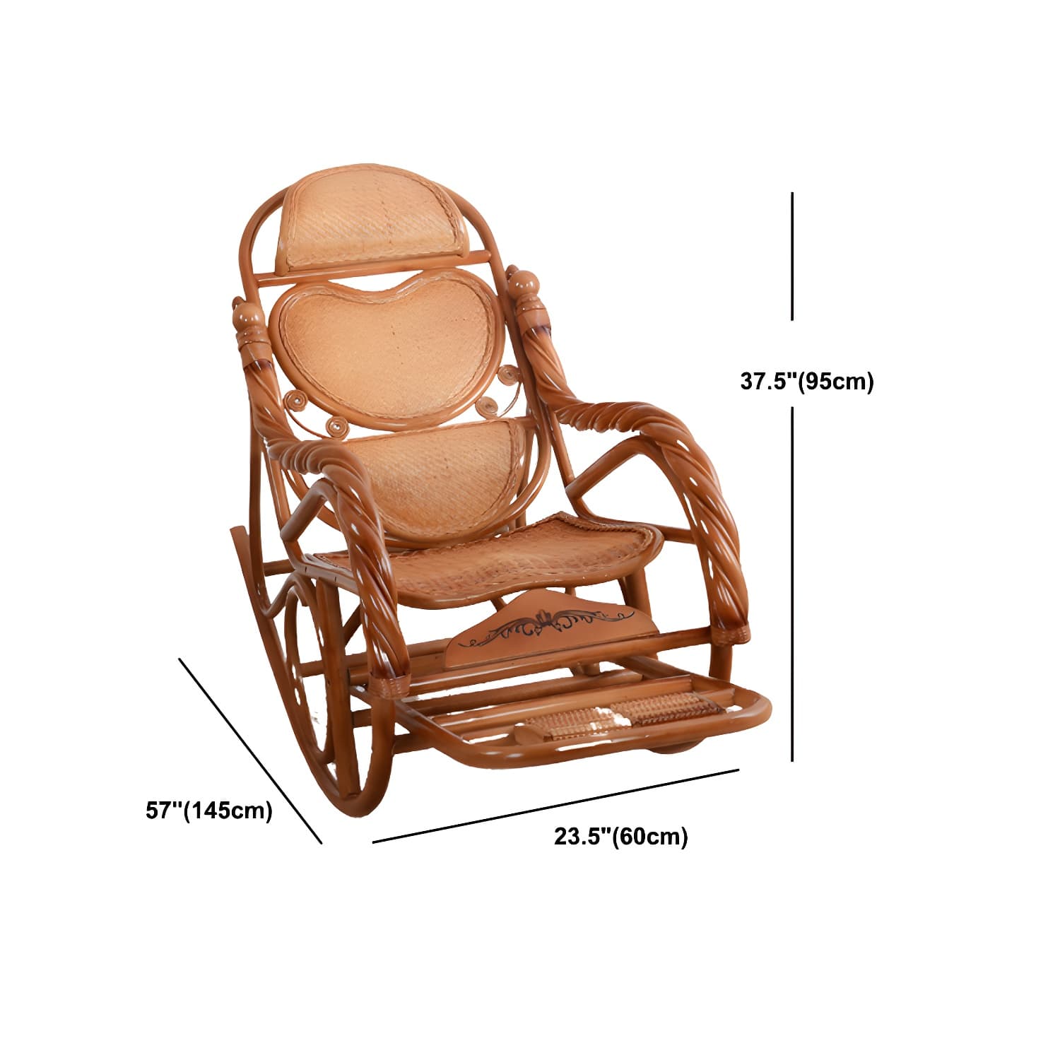 Traditional Rocking Chair Wicker Spindle Backrest Solid Color Indoor Rocking Chair - image 20